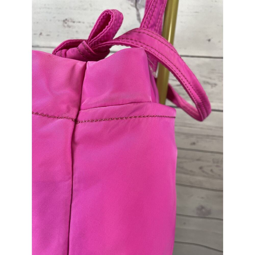 Kate Spade New York Hot Pink Nylon Tote Bag Bow Accent Shoulder Purse - Picture 5 of 13